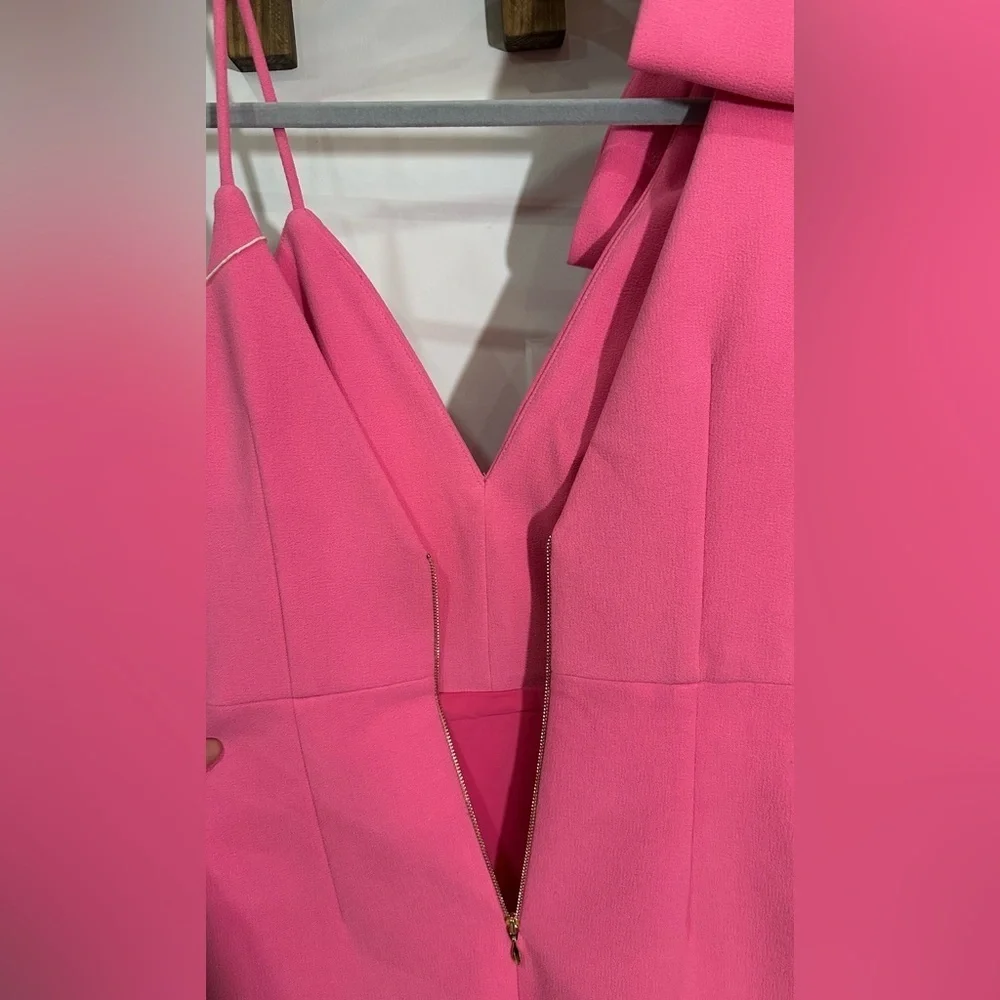NWT Rebecca Vallance Love One Bow Shoulder Dress Pink 4